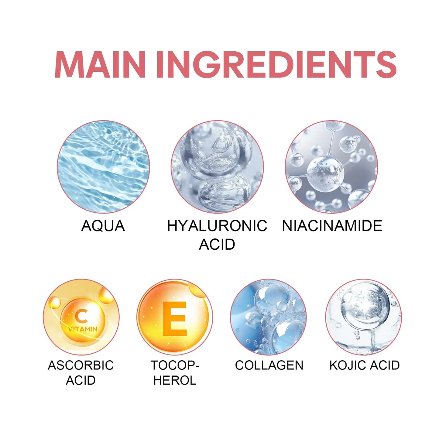5 In1 Hyaluronic Acid Facial Serum Moisturizing Brightening Lightening Fine Lines Vitamin C Pore Shrinking Serum Skincare 30ml